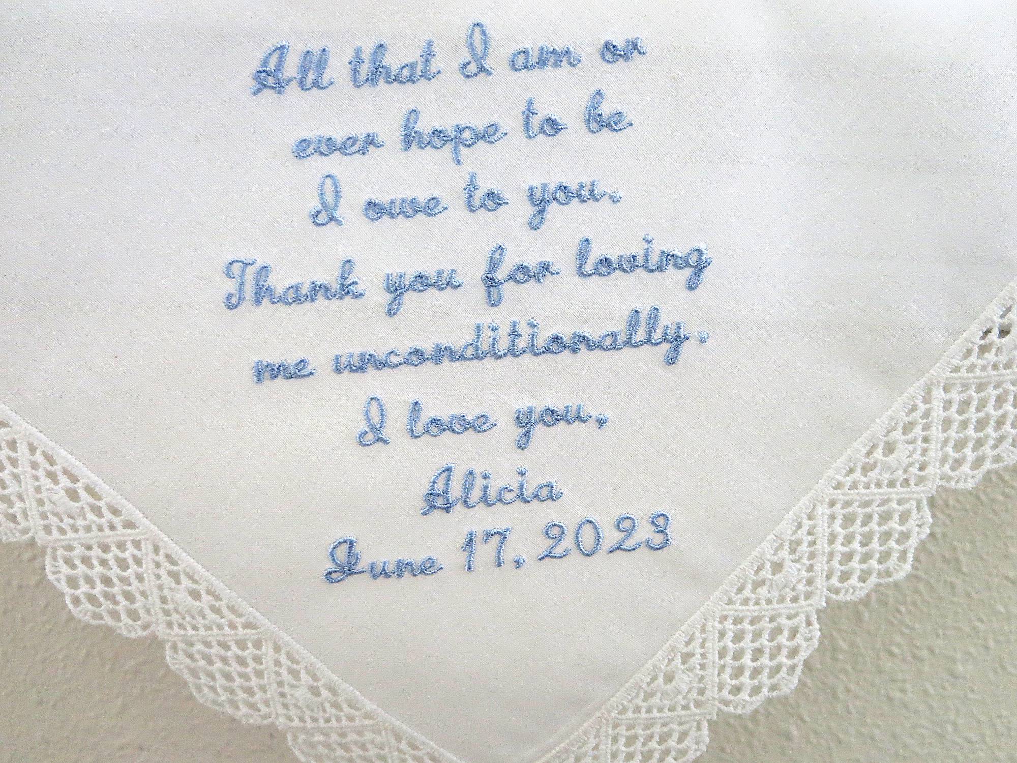 Wedding Handkerchief with Message for Mother of the Bride