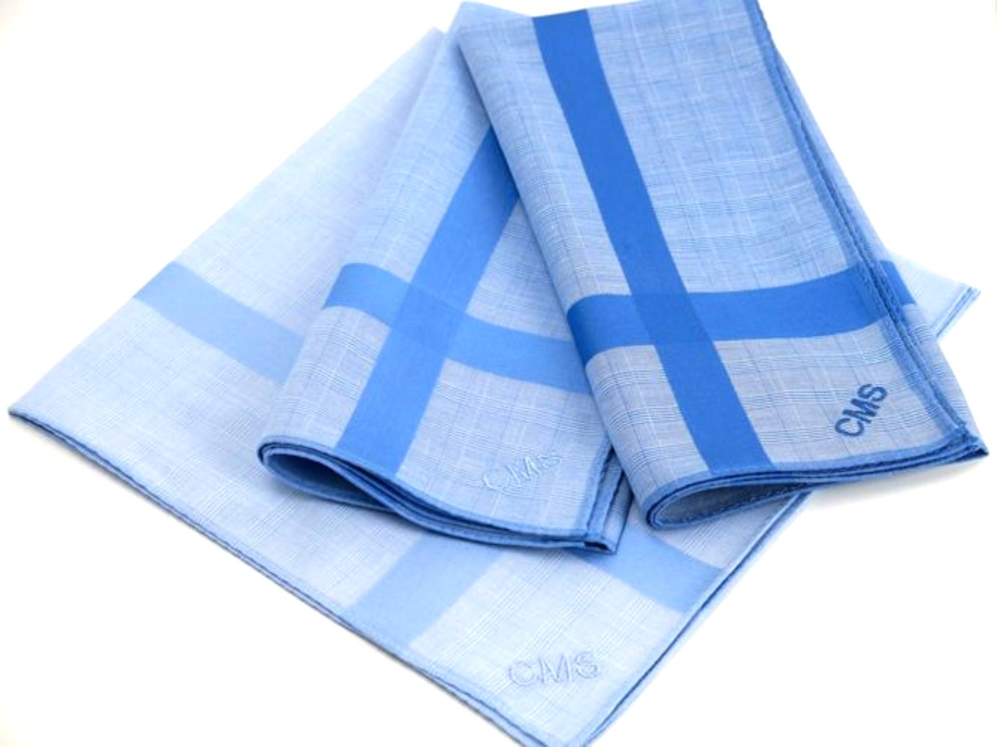 Set of 3 Assorted Color Fine Cotton Mens Handkerchiefs, Style No. 2095