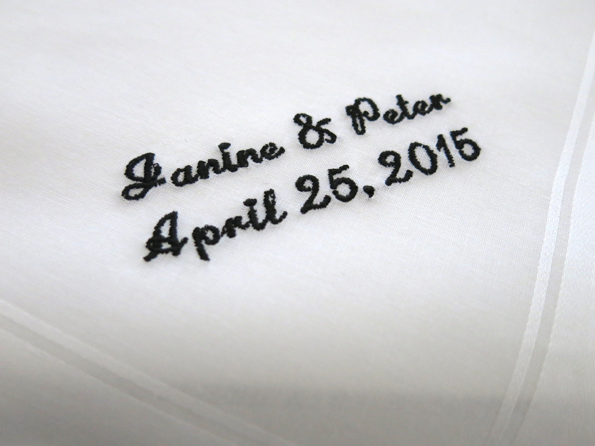 Men's Handkerchief with Bride and Groom's Names and Date