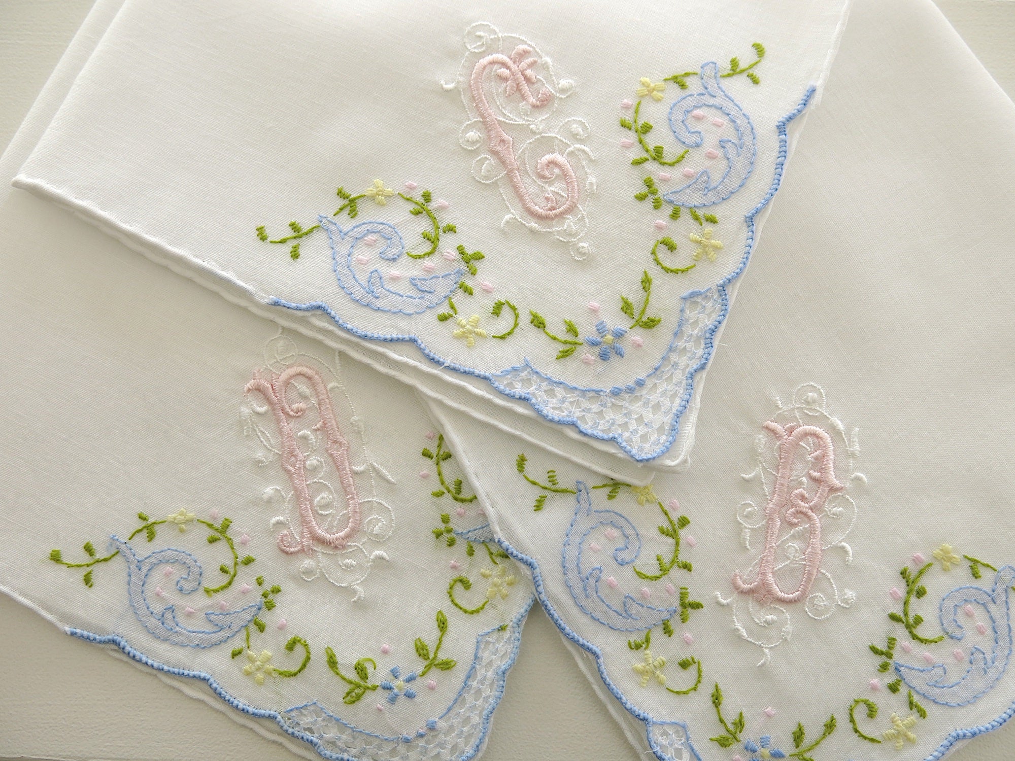 Handkerchiefs with Decorative Fonts