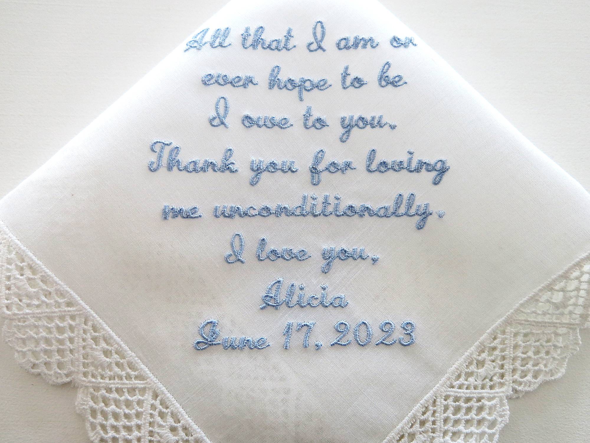 Wedding Handkerchief with Message for Mother of the Bride