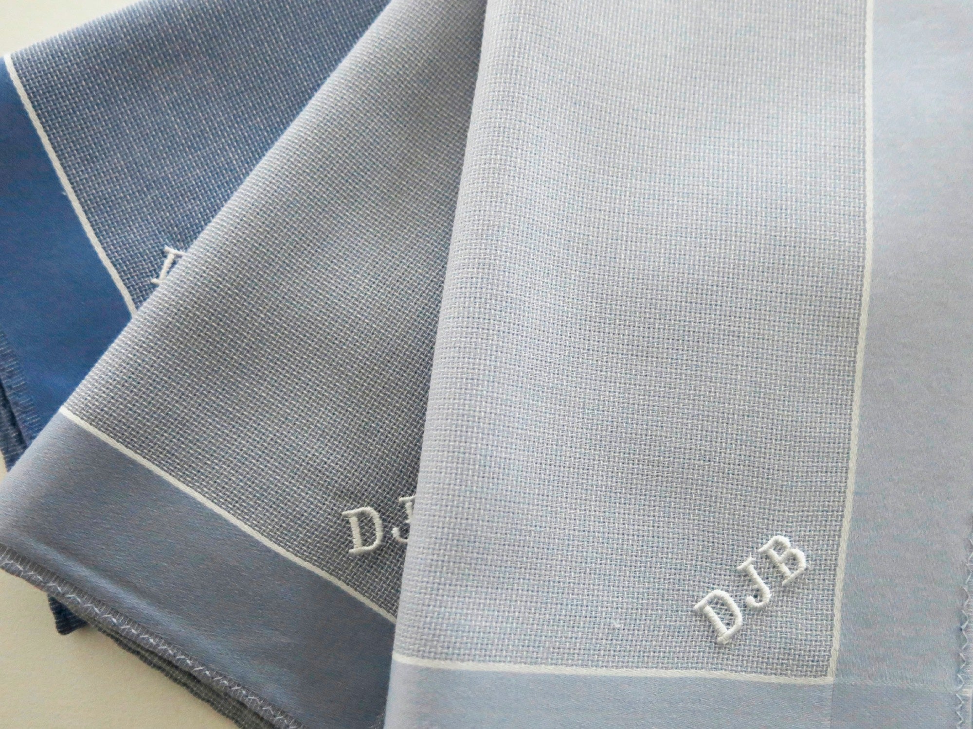 Set of 3 Assorted Color Fine Cotton Mens Handkerchiefs, Style No. 2055