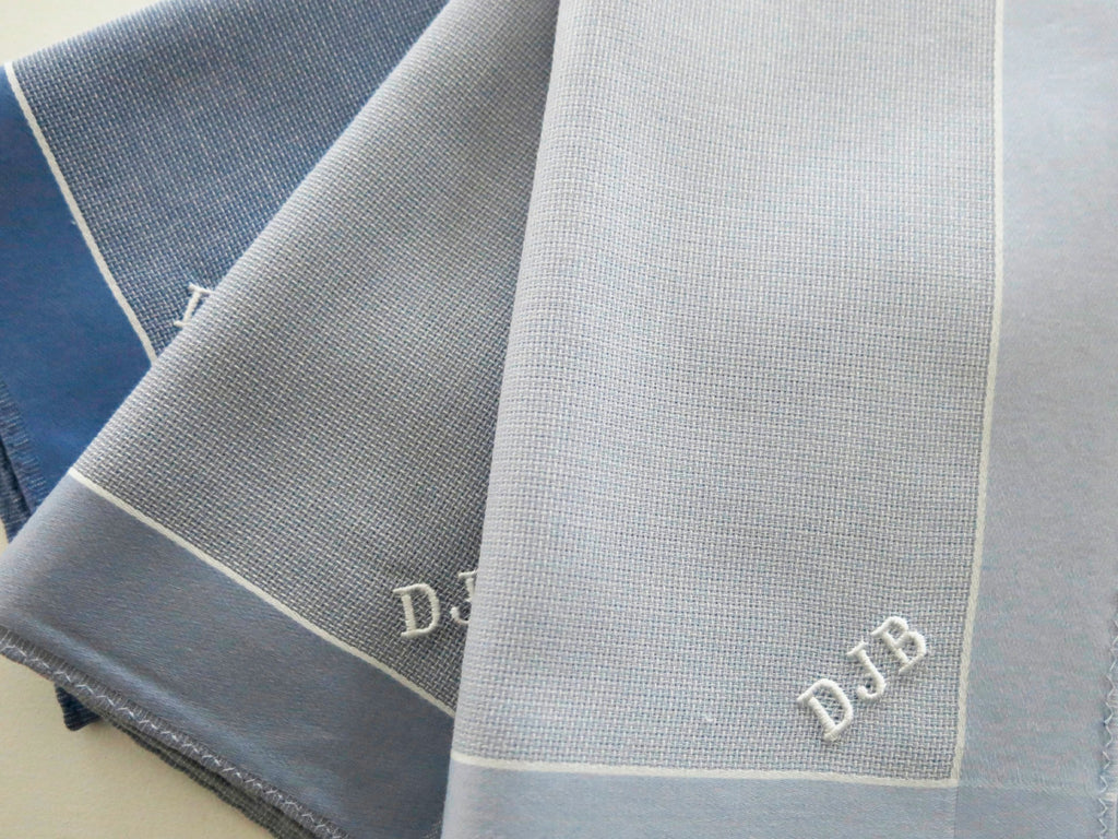 Set of 3 Assorted Color Fine Cotton Mens Handkerchiefs, Style No. 2055