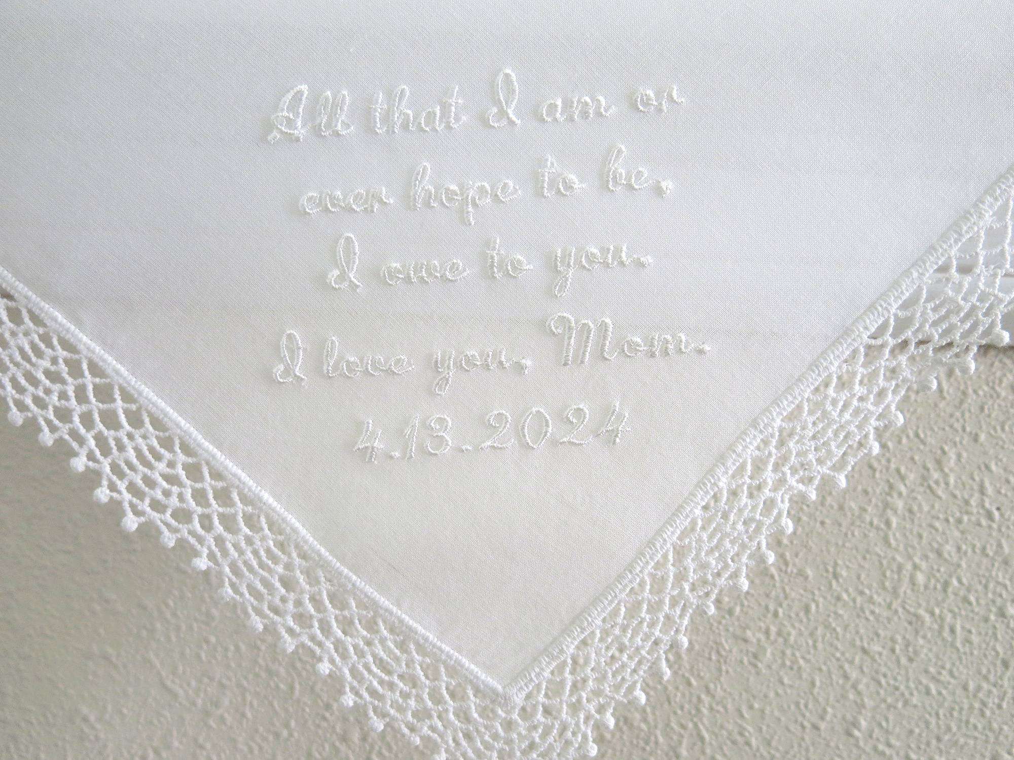 Wedding Handkerchief with Message for Mother of the Bride/Groom