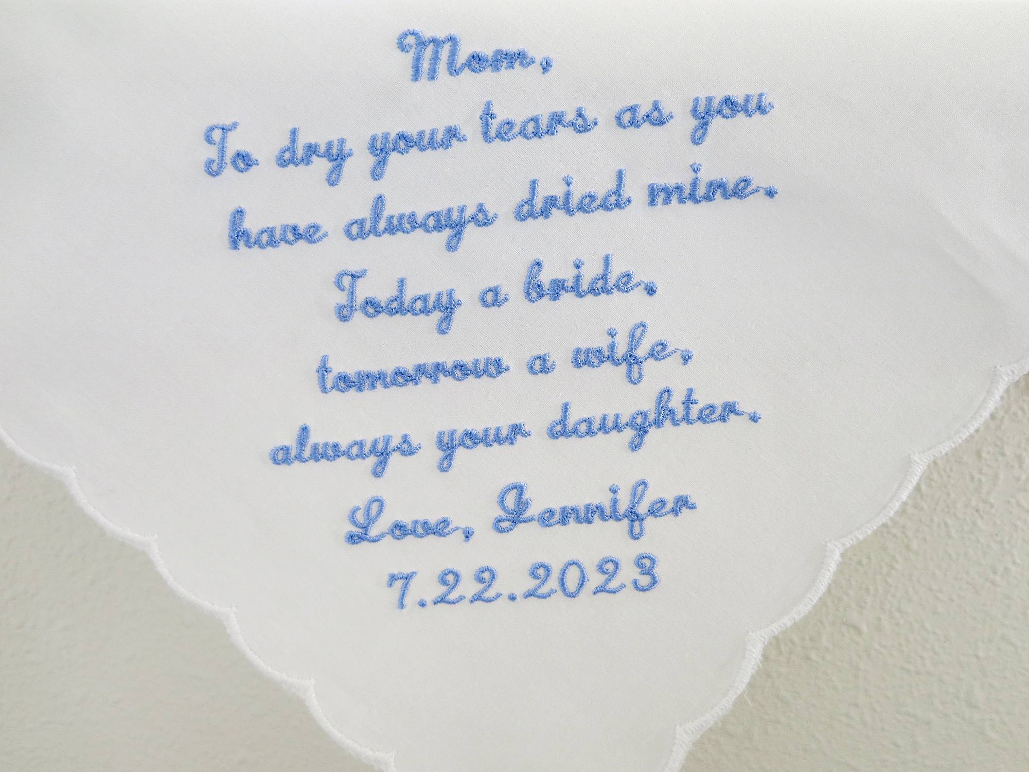 Wedding Handkerchief with Message for Mother of the Bride