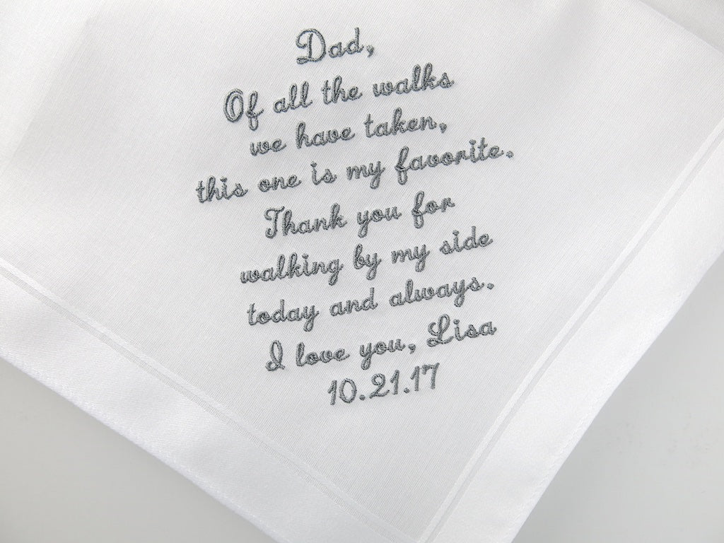 Wedding Handkerchief with Wedding Saying for Father of the Bride