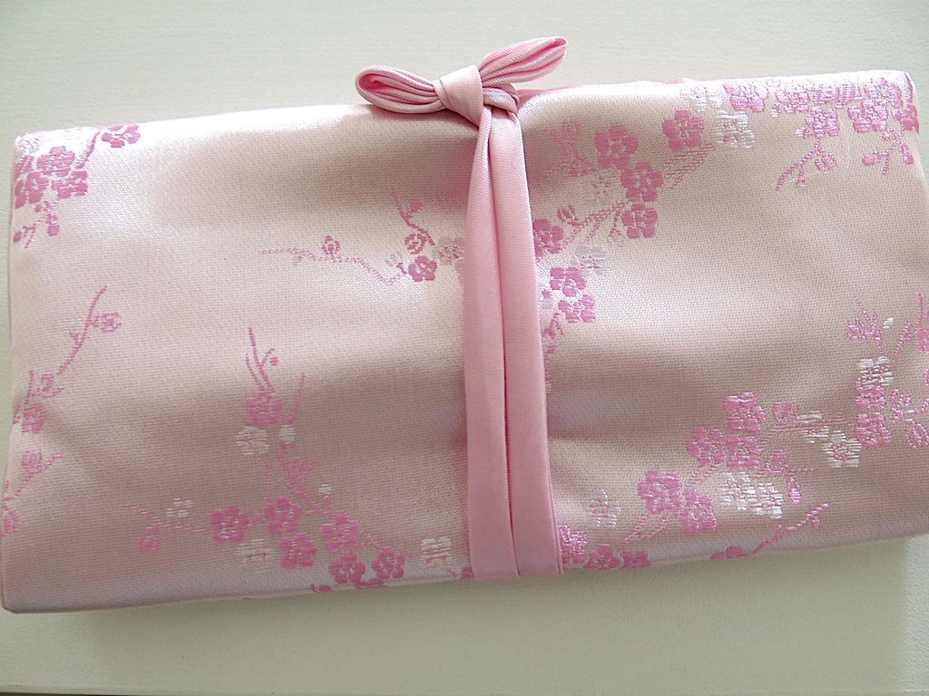 Pink Jewelry Roll Travel Case