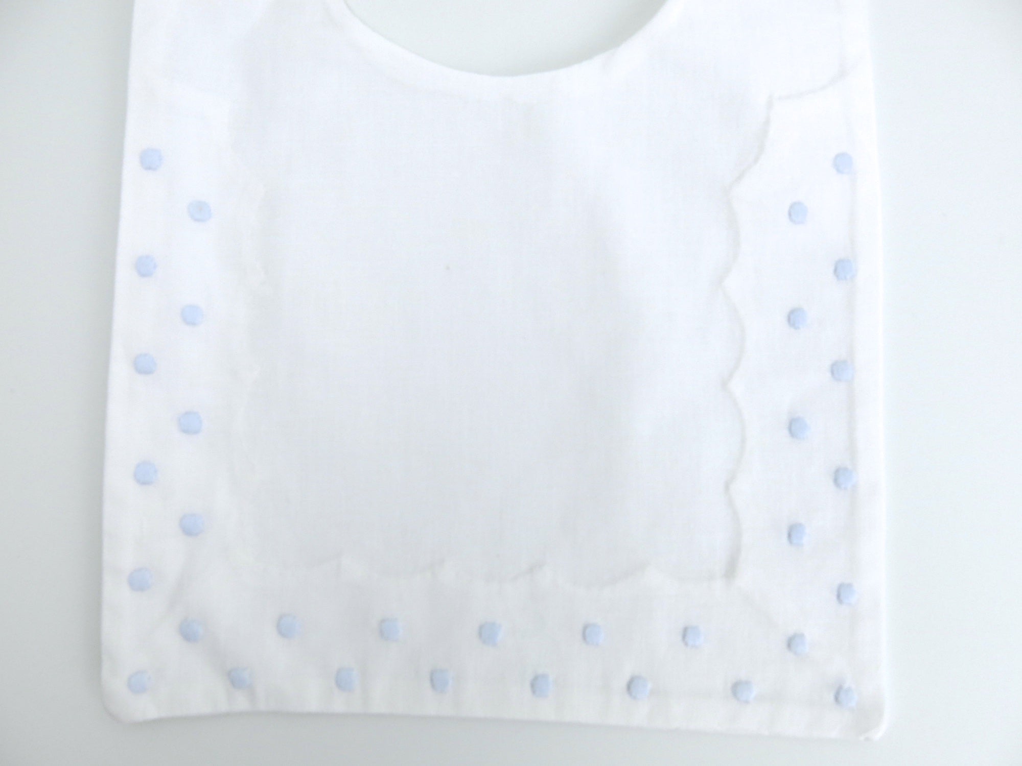 Cotton Baby Bib with Blue Swiss Dots Embroidery, set of 2